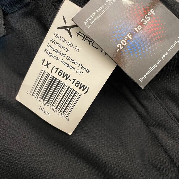 NWT Insulated Black Snow Pants ARCTIX 16W-18W 1X Style 1800X - Picture 6 of 10